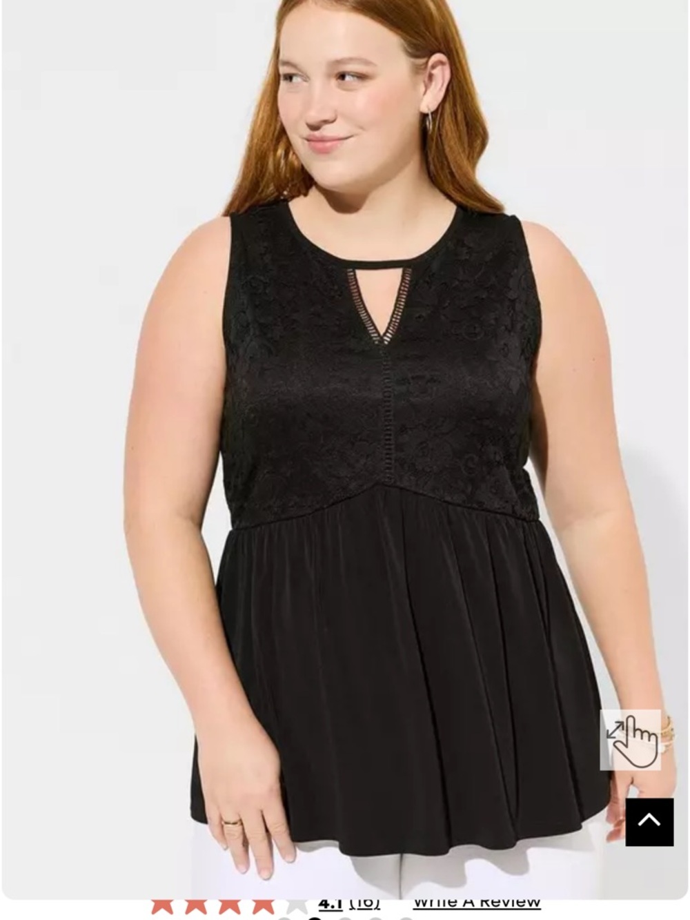 Mini studio knit crew neck keyhole lace babydoll tank